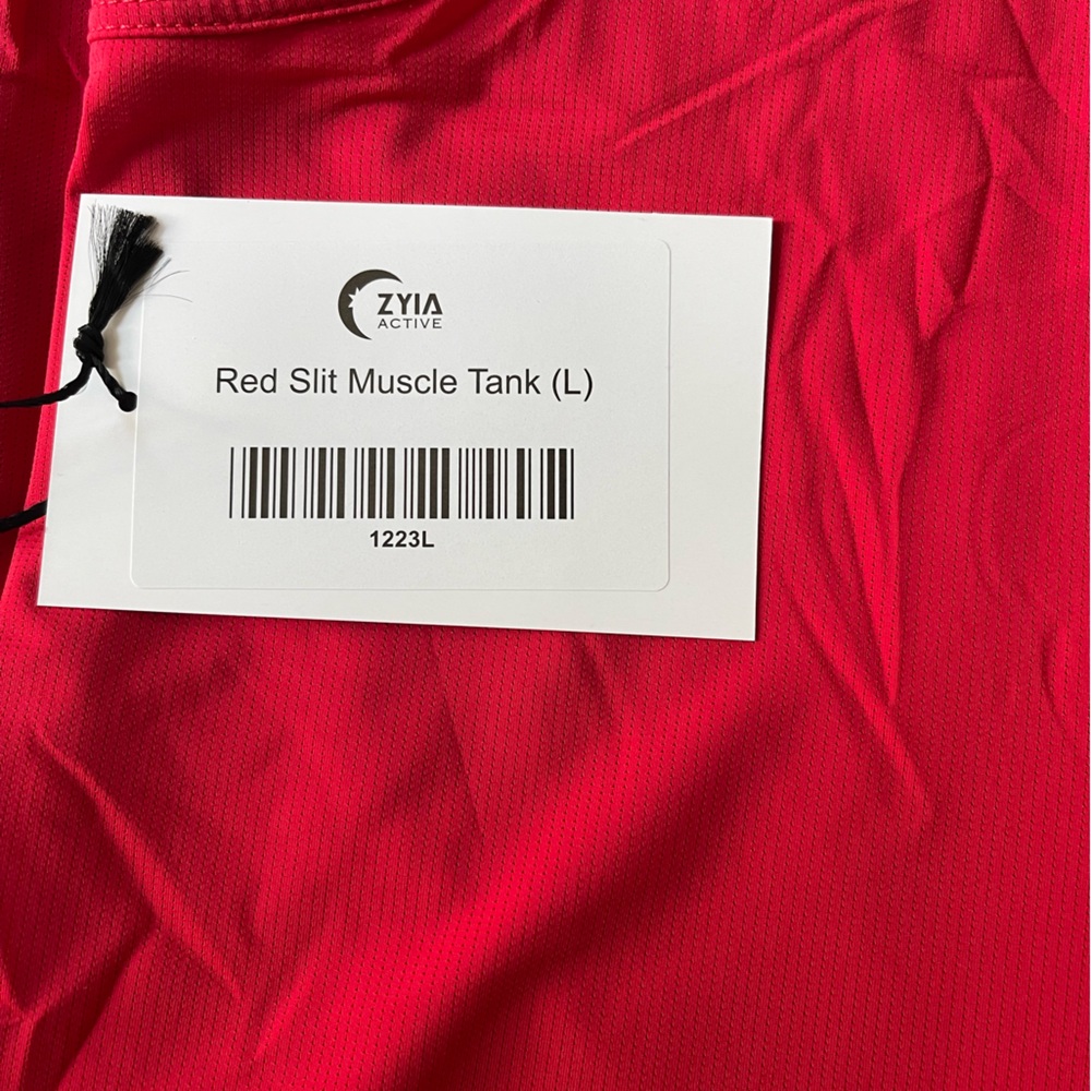 ZYIA Red Slit Muscle Tank Top